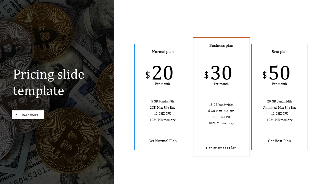 pricing slide template